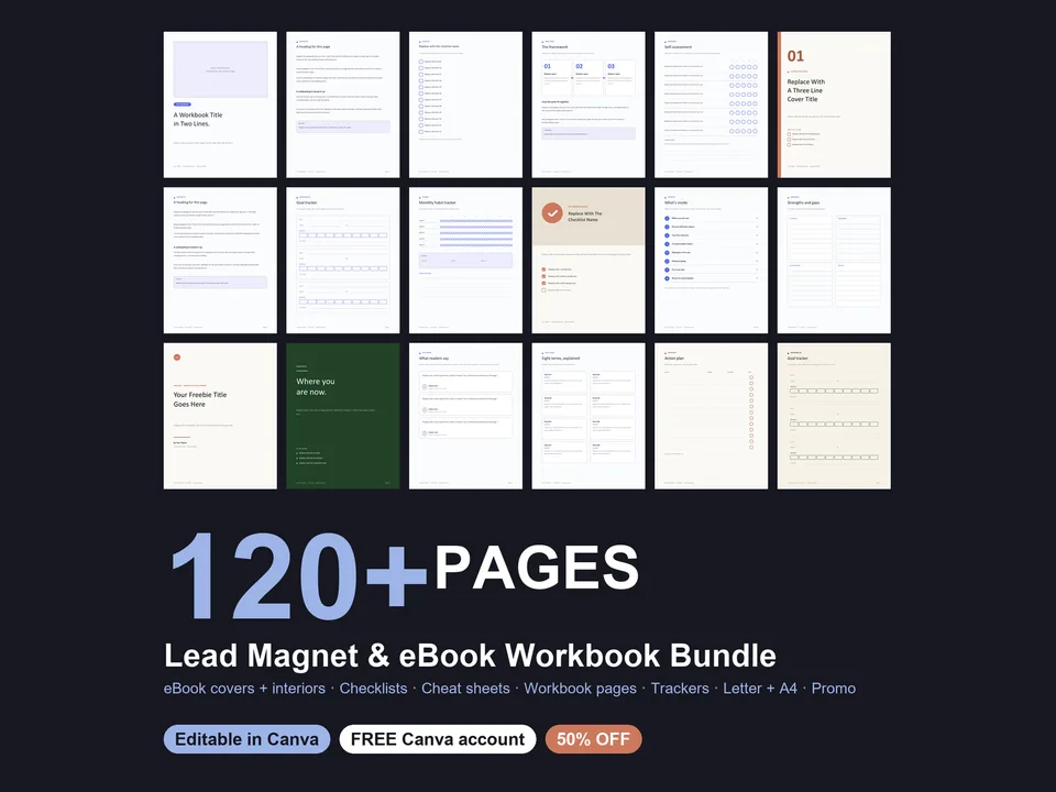 Lead Magnet eBook & Workbook Bundle Canva template preview