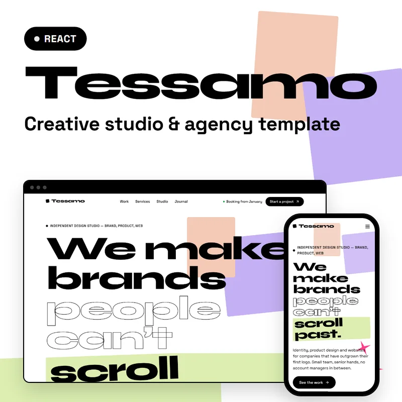 Tessamo React template preview